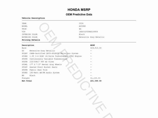 2024 Honda Accord EX 1.5T