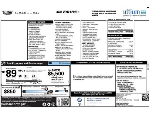 Crystal White Tricoat 2024 Cadillac LYRIQ Sport