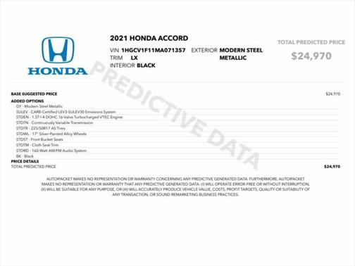2021 Honda Accord LX 1.5T