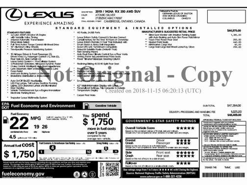 2019 Lexus RX 350 Base