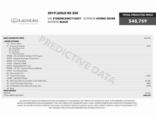 2019 Lexus RX 350 Base