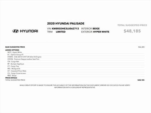2020 Hyundai PALISADE Limited