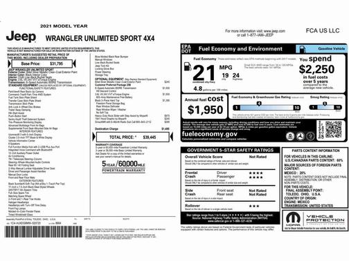 2021 Jeep Wrangler Unlimited Sport