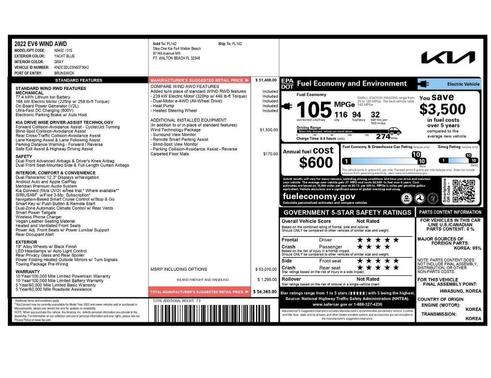 Yacht Blue 2022 Kia EV6 Wind