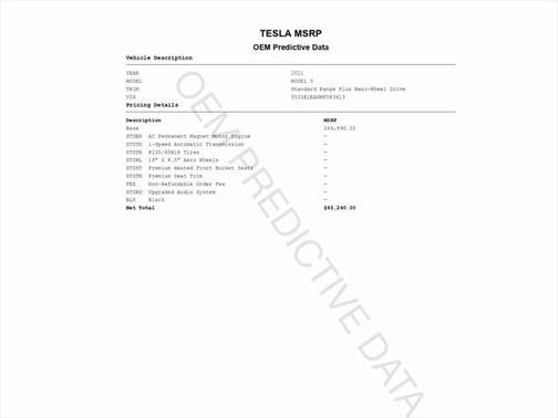 2021 Tesla Model 3 Standard Range Plus