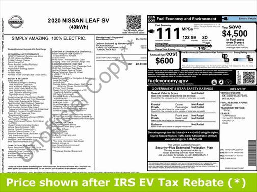 2020 Nissan Leaf SV 40 kWh