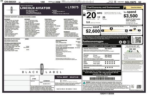 Infinite Black Metallic Clearcoat 2025 Lincoln Aviator Black Label AWD