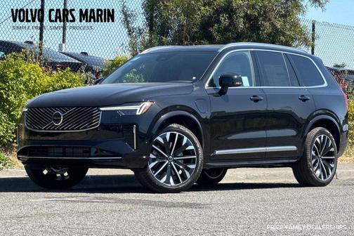 Onyx Black Metallic 2026 Volvo XC90 Plug-In Hybrid Plus, T8 AWD, Electric/Gasoline, Bright, 7 Seats