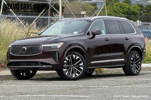Mulberry Red Metallic 2026 Volvo XC90 Plug-In Hybrid Ultra, T8 AWD, Electric/Gasoline, Bright, 7 Seats
