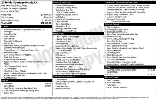 Gravity Gray 2026 Kia Sportage Hybrid LX