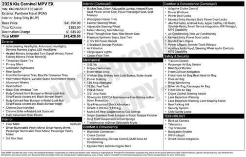 Metal 2026 Kia Carnival EX