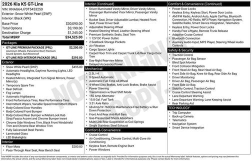 2026 Kia K5 GT-Line