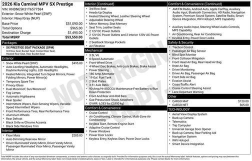 2026 Kia Carnival SX Prestige