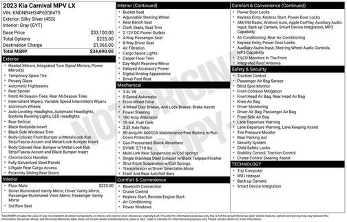 Silky Silver 2023 Kia Carnival LX