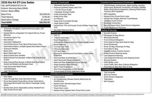 Haze 2026 Kia K4 GT-LINE