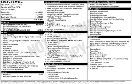 Wolf Gray 2026 Kia K5 GT-Line