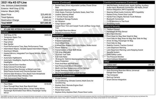 Wolf Gray 2021 Kia K5 GT-Line