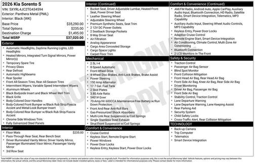Metal 2026 Kia Sorento S