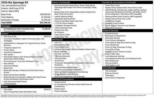 Wolf Gray 2026 Kia Sportage EX