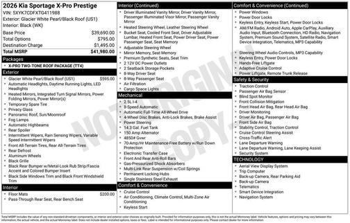 Glacier White Pearl 2026 Kia Sportage X-Pro Prestige