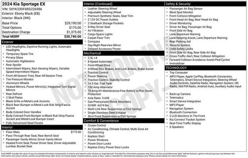 Ebony Black 2024 Kia Sportage EX