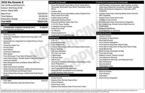 Wolf Gray 2026 Kia Sorento S
