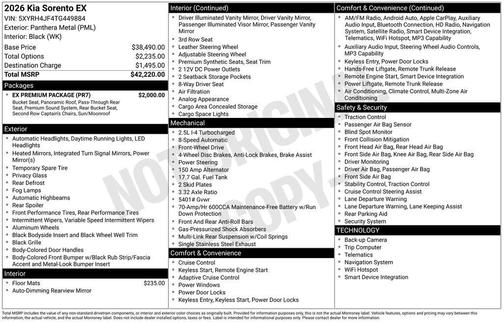 Metal 2026 Kia Sorento EX