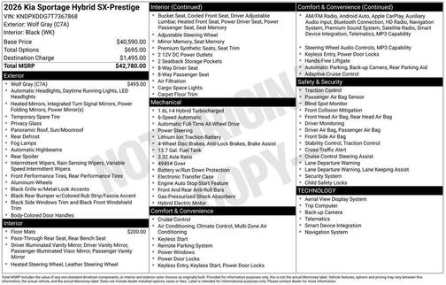 Wolf Gray 2026 Kia Sportage Hybrid SX-Prestige
