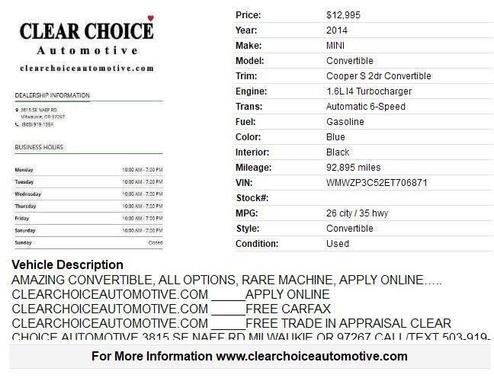 2014 MINI Convertible Cooper S