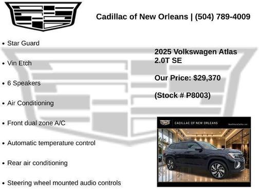 Deep Black Pearl Effect 2025 Volkswagen Atlas 2.0T SE w/Technology