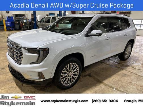 Glacier White Tricoat 2026 GMC Acadia Denali