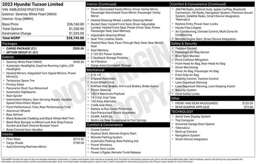 Serenity White Pearl 2023 Hyundai TUCSON Limited