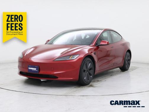 Red 2025 Tesla Model 3 Long Range