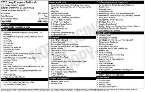 Bright White Clearcoat 2025 Jeep Compass Trailhawk
