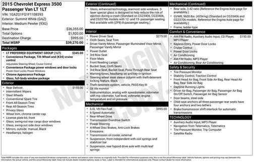 2015 Chevrolet Express 3500 LT