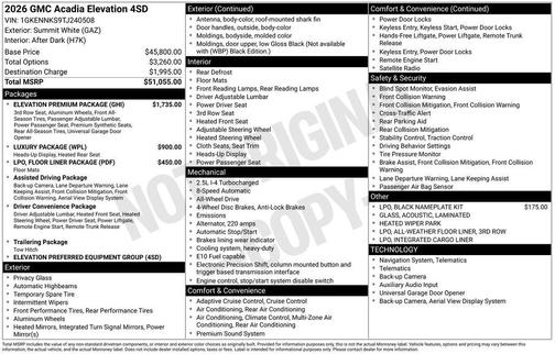 2026 GMC Acadia Elevation
