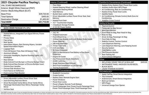 2021 Chrysler Pacifica Touring-L