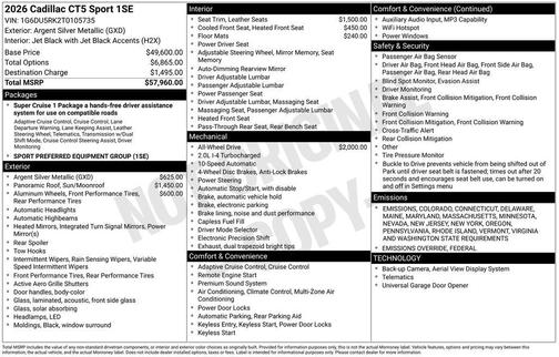 2026 Cadillac CT5 Sport AWD