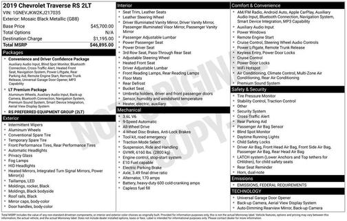 2019 Chevrolet Traverse RS