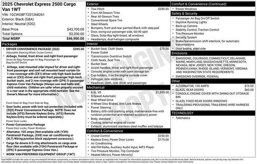 2025 Chevrolet Express 2500 Work Van