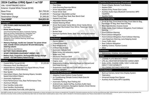 2024 Cadillac LYRIQ Sport