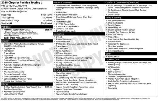 2018 Chrysler Pacifica Touring-L