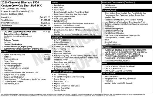 2026 Chevrolet Silverado 1500 Custom