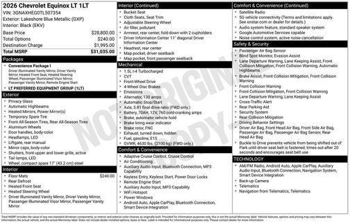 Lakeshore Blue Metallic 2026 Chevrolet Equinox LT
