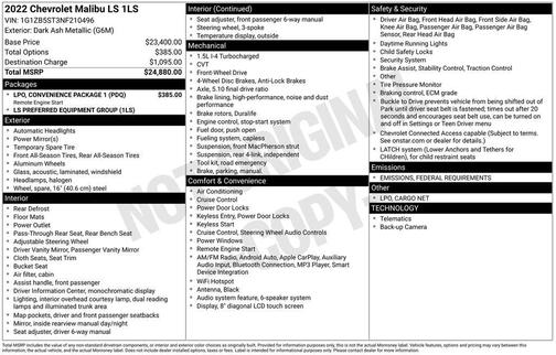 2022 Chevrolet Malibu 1LS