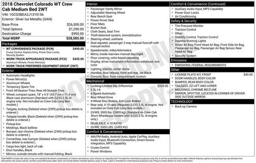 2018 Chevrolet Colorado WT