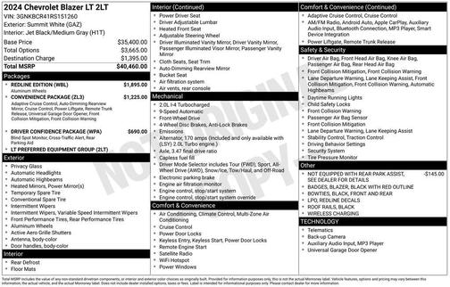 Summit White 2024 Chevrolet Blazer LT