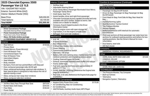 2025 Chevrolet Express 3500 LS