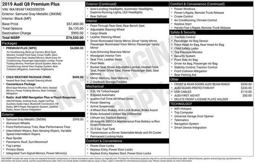 2019 Audi Q8 3.0T Premium Plus