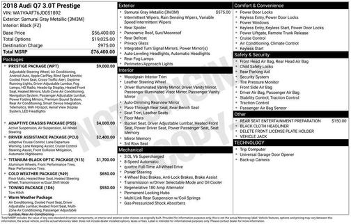 2018 Audi Q7 3.0T Prestige